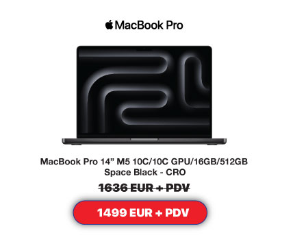 MacBook Pro 14” M5 10C/10C GPU/16GB/512GB  Space Black - CRO Akcija